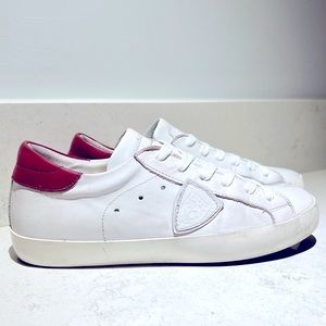 Philippe Model Leather White Sneaker Size 40 with Burgundy accent